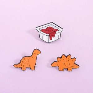 Mignonne Broche en Émail Nugget de Poulet Dosaure Pin Créatif Nourriture Dessin Animé Sauce Ketchup Badge Bijoux Accessoire Pour Sac à Dos Vêtements
