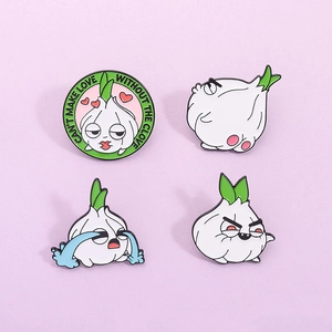 Ensemble de Pins en Émail d'Ail de Dessin Animé Amusant Broche d'Oignon Mignonne Personnalisée en Alliage de Zinc Badge de Peinture au Four pour Vêtements Sac Accessoire