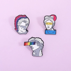 Pop Art David Venus Sculpture Enamel Pins Zinc Alloy Colorful Artistic Classical Statue Brooches Badges For Bags Clothing Accessories