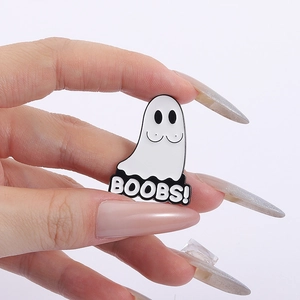 Broche fantôme rigolote avec texte BOOBS, accessoire bijoux Halloween créatif pour femmes