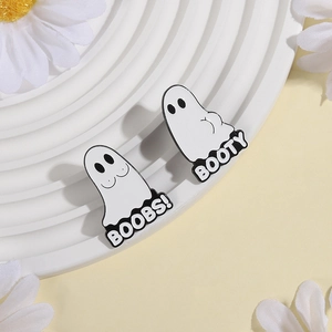 Broches fantômes amusantes en émail pour Halloween avec texte humoristique sur socle