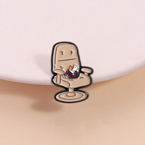 Épinglette En Émail Chat Rigolo Sur Chaise De Bureau Broche En Alliage De Zinc Badge Chat En Costume Pour Vêtements Sac Cadeau