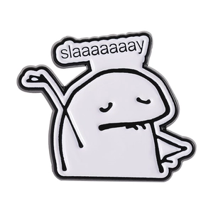 Funny ghost enamel pin with Slaaaaaaay speech bubble for backpack and jacket decor