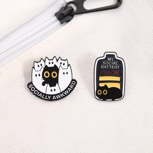 Ensemble de broches en émail chat rigolo pour décoration de vêtements et de sacs