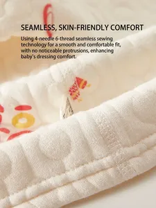 Padded newborn baby thermal suit featuring red festive prints and soft seamless stitching