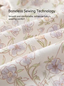 Floral baby bodysuit with boneless sewing for ultimate comfort and soft cotton fabric