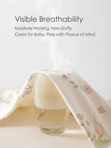 Barboteuse respirante en coton pour nouveau-né avec fleurs roses et lapin