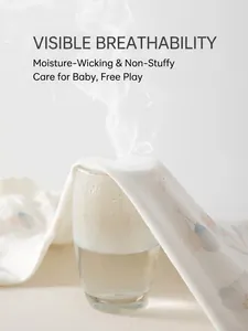 Breathable pure cotton baby bodysuit showing steam to demonstrate airy fabric quality