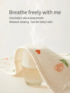Breathable cotton baby sweat pad with heart pattern showing steam ventilation effect