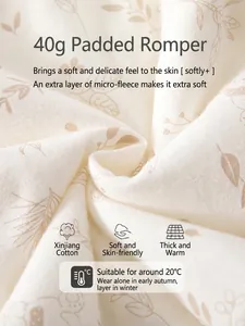 Barboteuse matelassée en coton pour bébé avec imprimé floral et coton du新疆 doux