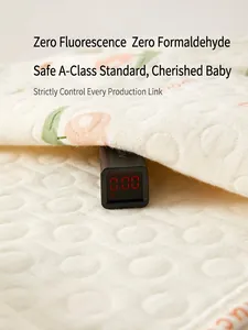 Quilted cotton baby thermal set with peach print showing zero formaldehyde safety test