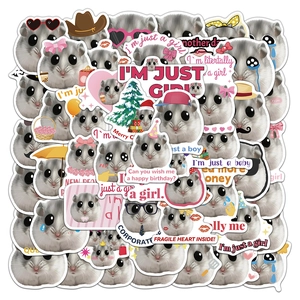 Autocollants Drôles de Meme de Hamster en PVC Imperméable Mat Graffiti Decals pour Ordinateur Portable Bagages Réfrigérateur DIY Animaux