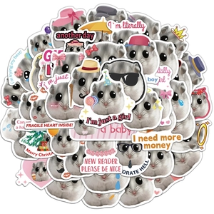 Lot de 50 autocollants hamster drôles pour ordinateur et bagage vinyles étanches