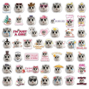 Lot de 50 autocollants de hamster drôles et imperméables pour ordinateurs et bagages