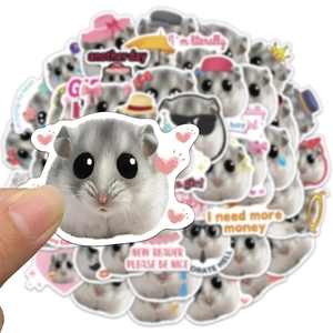 Lot de 50 autocollants hamster amusants imperméables pour ordinateur et bagages