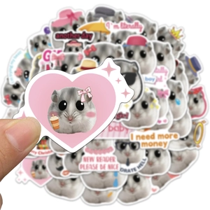 Gros plan d'autocollants drôles de hamster imperméables pour décorer ordinateurs et valises