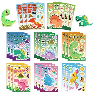 DIY dinosaur sticker set with 24 pieces in 8 styles for children party favors
