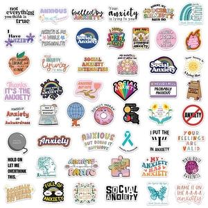 50pcs mental health stickers with anxiety awareness quotes for laptop and luggage