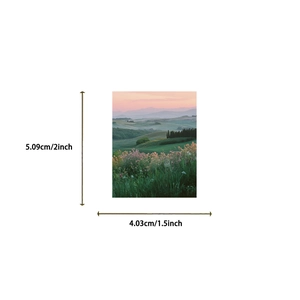 Detailed dimensions of nature scenery sticker showing 2x1.5 inch size for DIY journaling