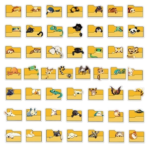 Set of 49 yellow cartoon animal folder stickers for luggage and laptop decoration