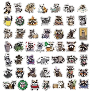 Set of 50 waterproof raccoon cartoon stickers for DIY luggage and skateboards