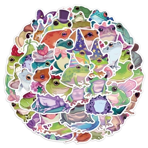 50 pieces of waterproof PVC silly frog cartoon stickers for laptops and luggage DIY