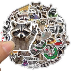 50 cute waterproof raccoon stickers for DIY luggage and skateboards in various poses