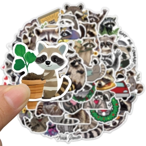 Waterproof cute raccoon stickers set for DIY luggage and skateboard decoration