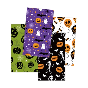 Detailansicht von Halloween-Deko-Papier-Set mit Kürbis-, Geist- und Fledermausmotiven