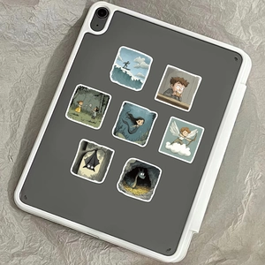 Waterproof fantasy cartoon stickers applied on a tablet case for creative decoration