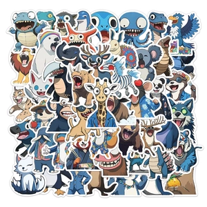 50pcs waterproof dark blue cartoon animal stickers for laptop and phone decoration