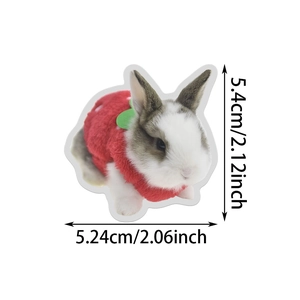 Autocollant lapin étanche montrant les dimensions de 5,4 cm de haut et 5,24 cm de large