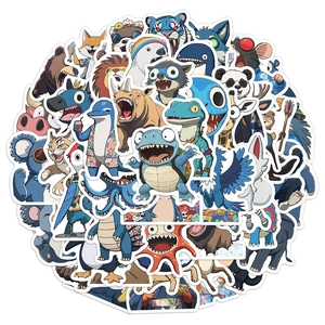 Cute Cartoon Dark Blue Animal Stickers Waterproof PVC Decorative Decals For Laptop Phone Tablet Notebook Stationery Decor