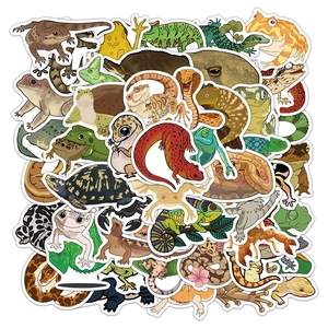 50pcs waterproof reptile and amphibian stickers for DIY laptops and water bottles