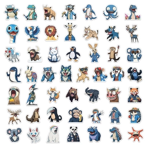 50pcs waterproof cartoon deep blue animal stickers for laptops and phone decoration