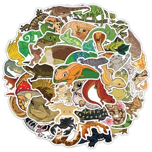 Cartoon Reptile Amphibian Waterproof PVC Stickers For Water Bottle Laptop Luggage DIY Scrapbook Graffiti Decals For Kids Teens
