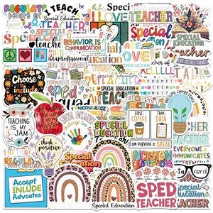50Pcs Special Education Teacher Stickers Waterproof PVC Decals For Laptop Suitcase Water Bottle DIY SPED Teacher Decor Gifts