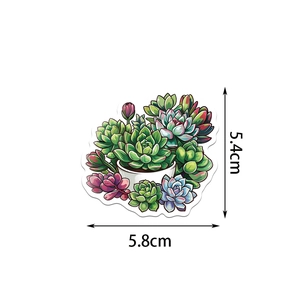Detailed dimension view of succulent plant sticker measuring 5.8cm width and 5.4cm height