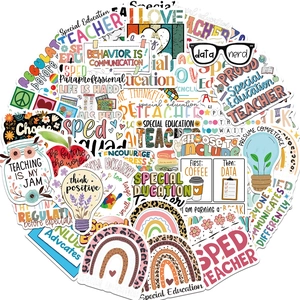 50pcs Special Education teacher stickers for laptop and luggage with colorful rainbow designs
