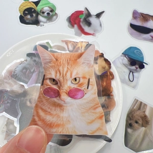 Lot de 50 autocollants animaux drôles chats et chiens imperméables pour déco créative