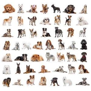 Grille de 49 autocollants réalistes de chiens pour le scrapbooking et la décoration