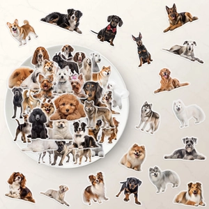 Set de 50 autocollants de chiens réalistes étanches pour décoration de scrapbooking