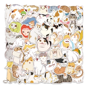 Waterproof PVC Matte Cartoon Distorted Meme Cat Stickers For Luggage Laptop Fridge Phone Creative DIY Decoration Funny Animal Decals