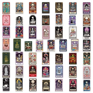 50 Gothic skull tarot stickers for readers, waterproof vinyl decals for laptops and guitars
