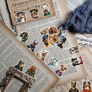 Set de 50 autocollants de chiens drôles en PET étanche pour carnets et décors