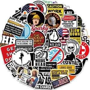 Waterproof PVC hard hat stickers with warning signs and funny graffiti decals for helmets