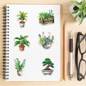 50 pieces of waterproof green plant stickers for aesthetic laptop and journal decoration