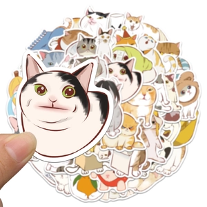 50 pieces of waterproof cartoon cat stickers for DIY laptop and luggage decoration
