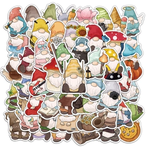 Set of 50 colorful cartoon gnome stickers for kids with various cute hobby designs
