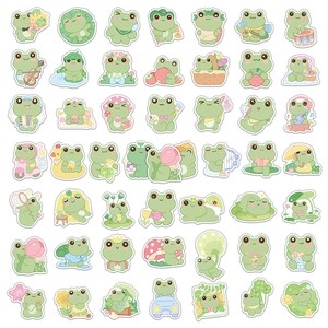 Lot de 50 autocollants de grenouilles mignonnes pour déco DIY avec des motifs verts vifs